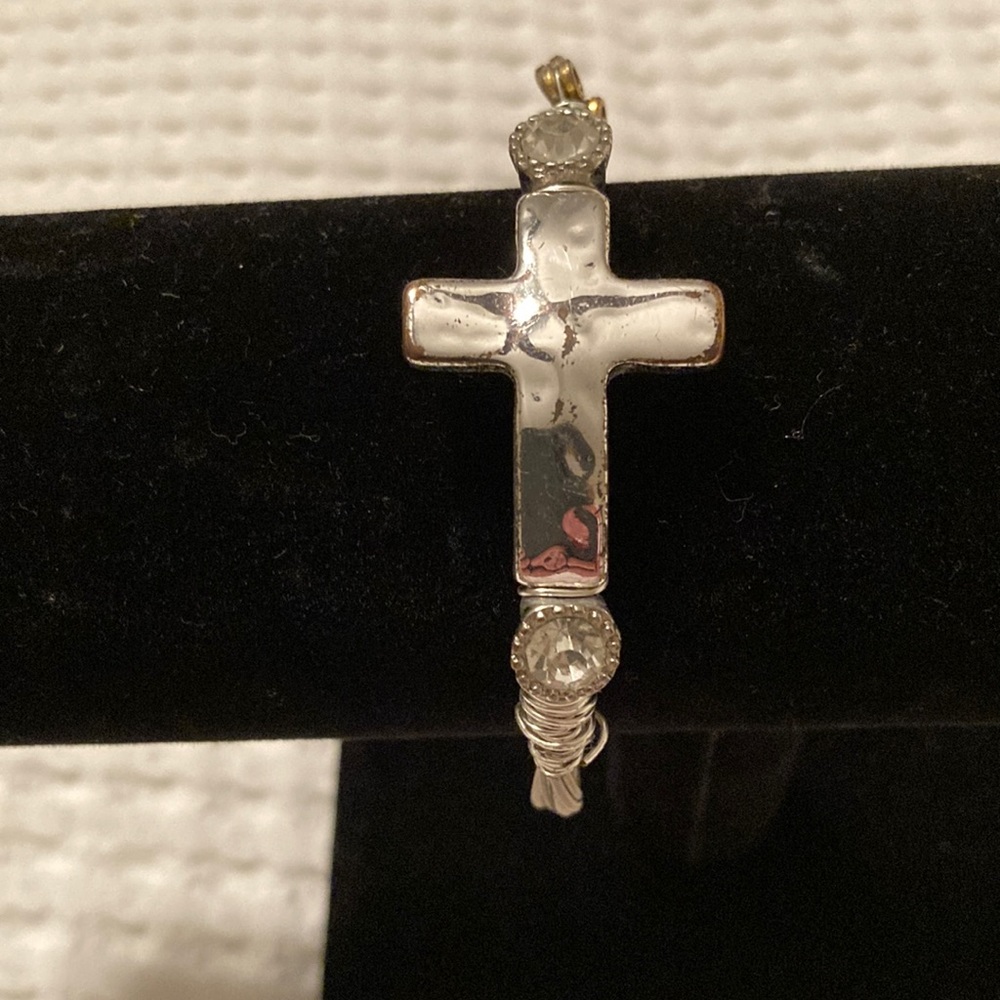 Guitar String Cross Bracelet with Guitar Charm